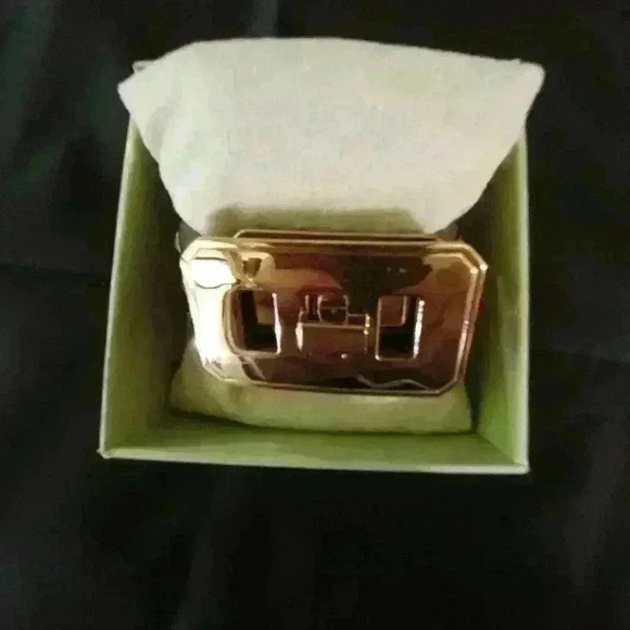 Statement Gold Turnlock Rhinestone Cuff - Picture 2 of 10